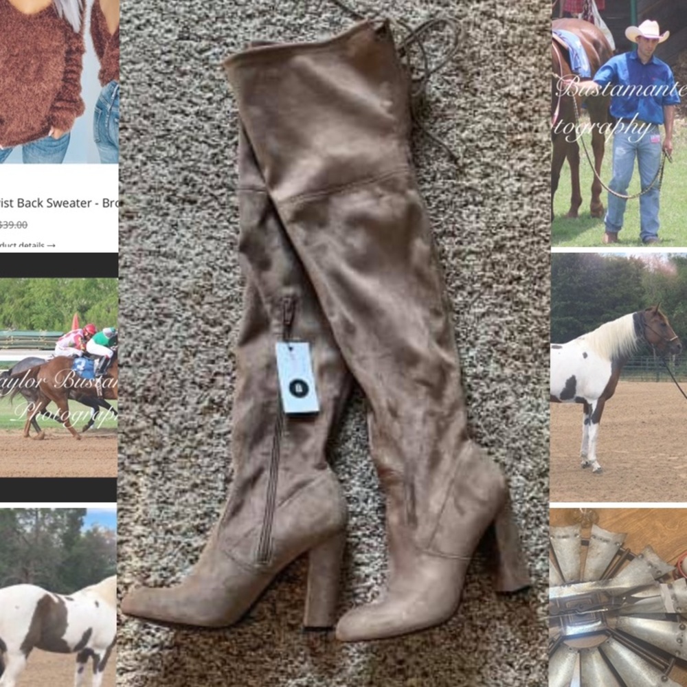 Beige NWT knee high boots.